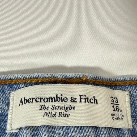 Abercrombie & Fitch Light Blue Women's The Straight Mid Rise - Picture 3 of 6